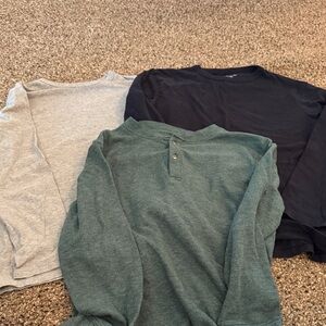 Kids Casual Long Sleeve Shirt Set - Gray, Green, and navy